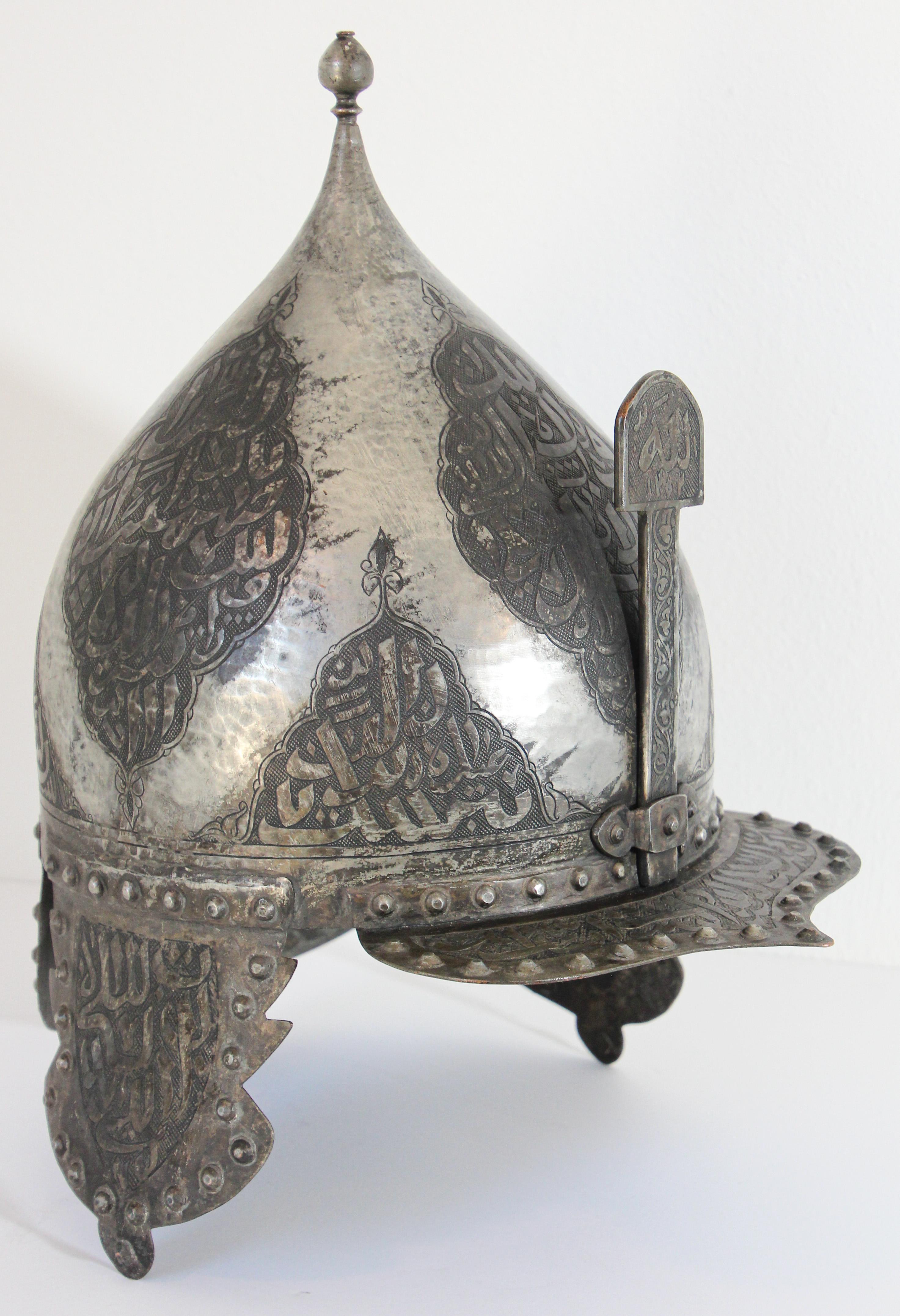 Islamic Indo Persian Kulah Khud Helmet with Arabic Inscription For Sale 10