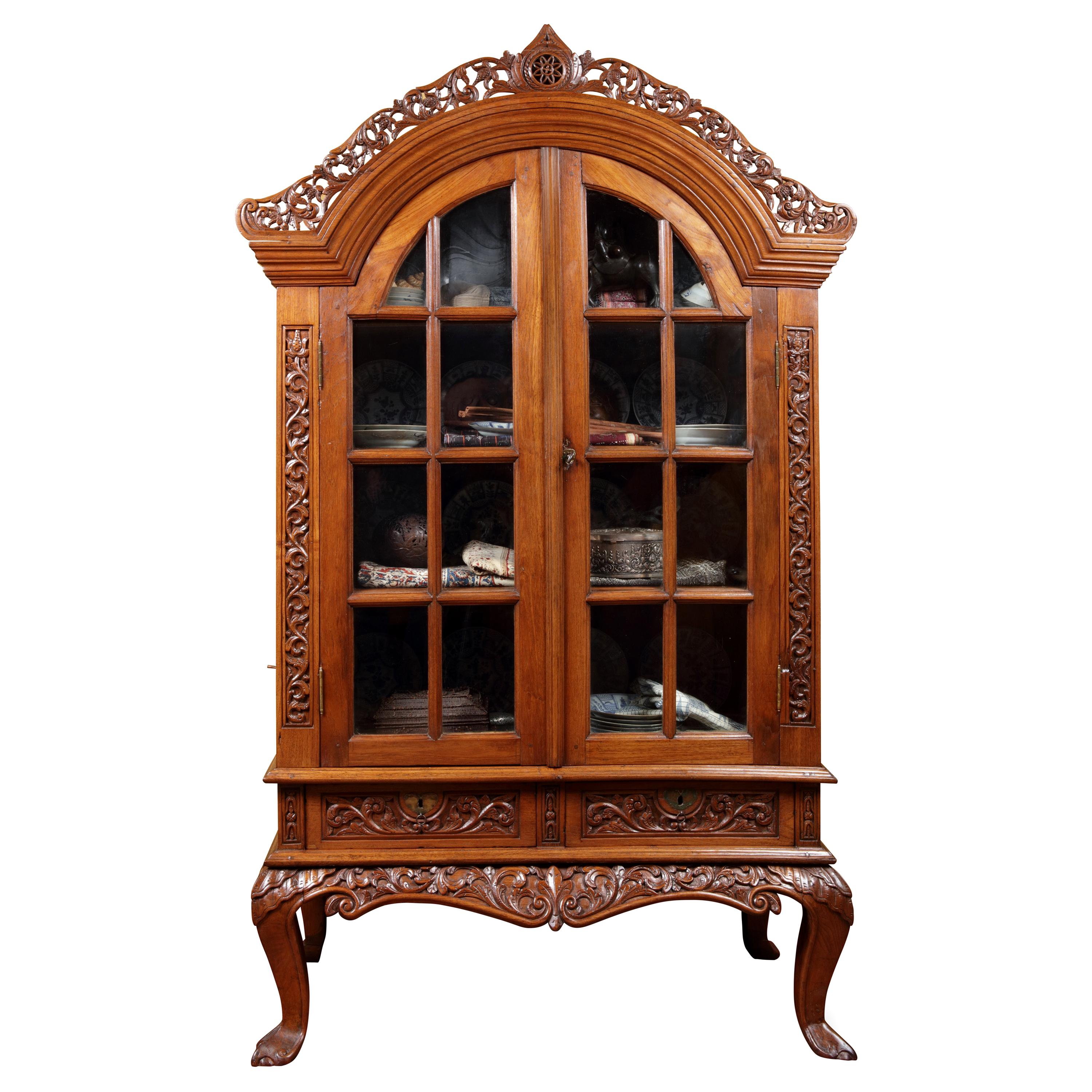 Islamic Indonesian Djati Wood Display Cabinet, circa 1917 For Sale