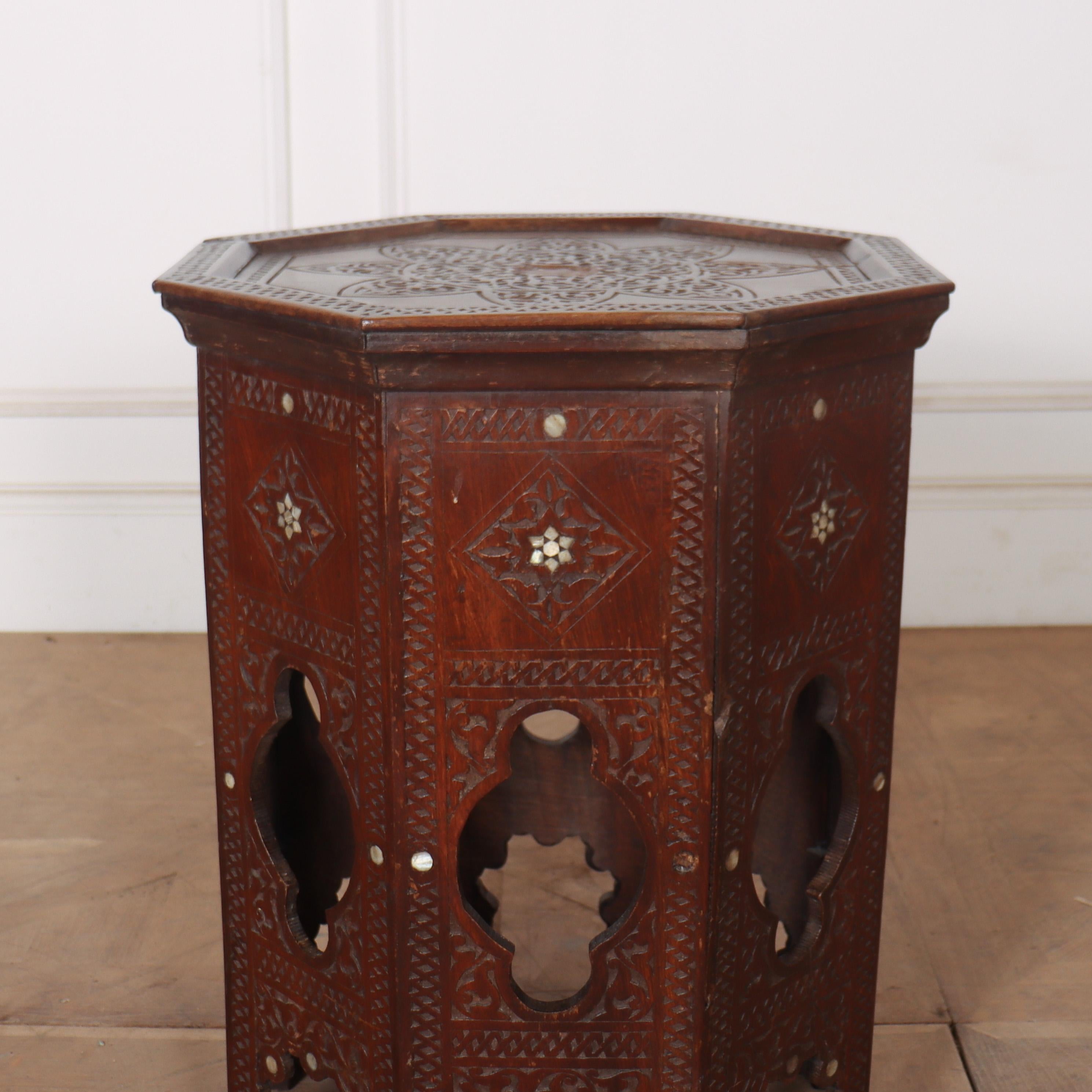 Small inlaid Islamic lamp / side table. 1890.

Reference: 8267

Dimensions
22.5 inches (57 cms) High
18.5 inches (47 cms) Diameter