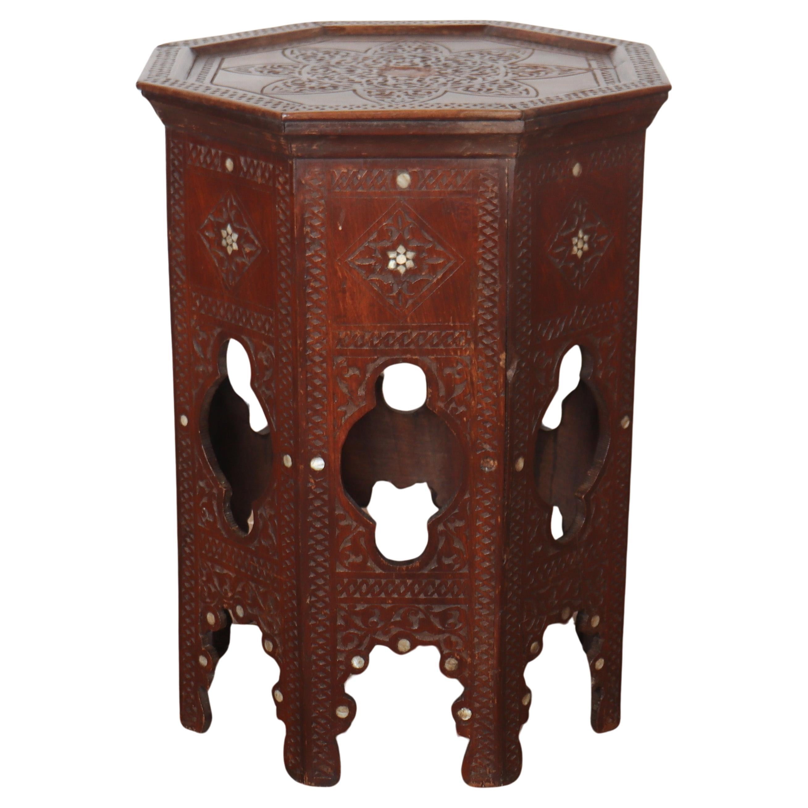 Islamic Inlaid Side Table For Sale
