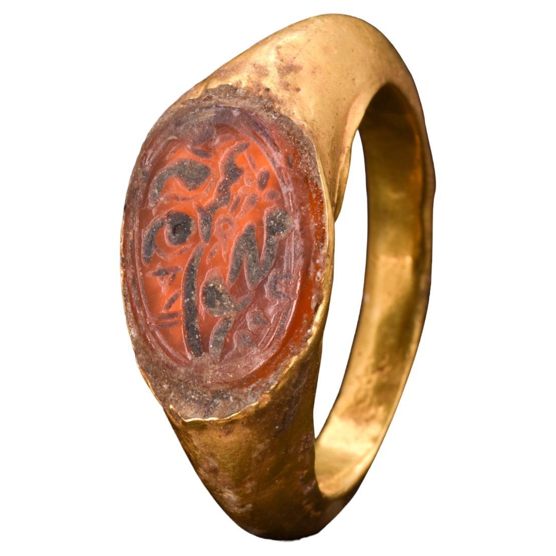 Islamic Intaglio in Sasanian Gold Ring For Sale