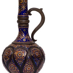 Islamic Market Enameled Silver Ewer Mughal, India
