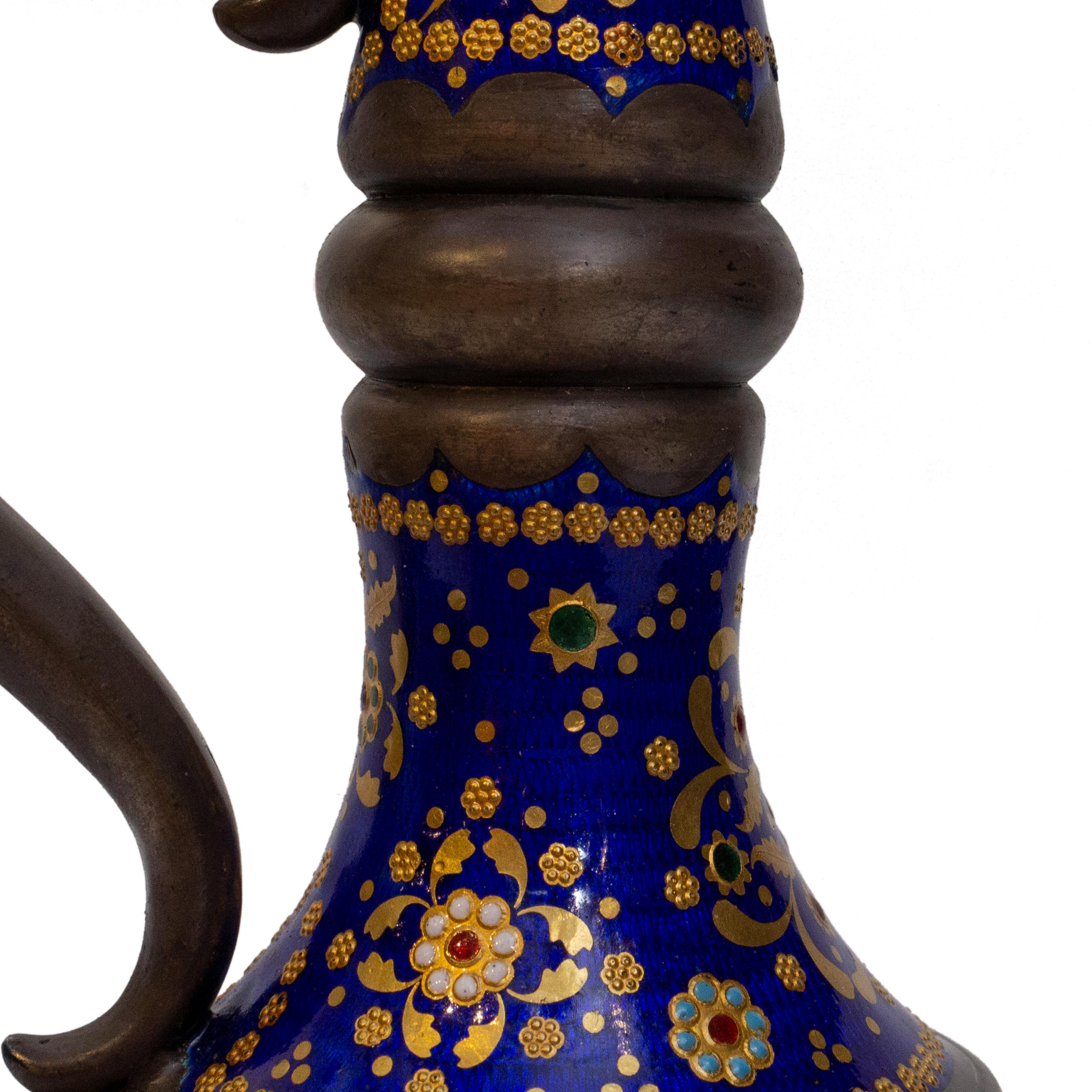 Islamic Market Enameled Silver Ewer Mughal, India In Good Condition In New York, NY