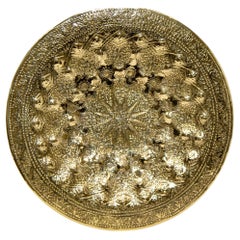 Vassoio islamico persiano in ottone lucido da collezione, piatto in metallo da 10 pollici D. A.