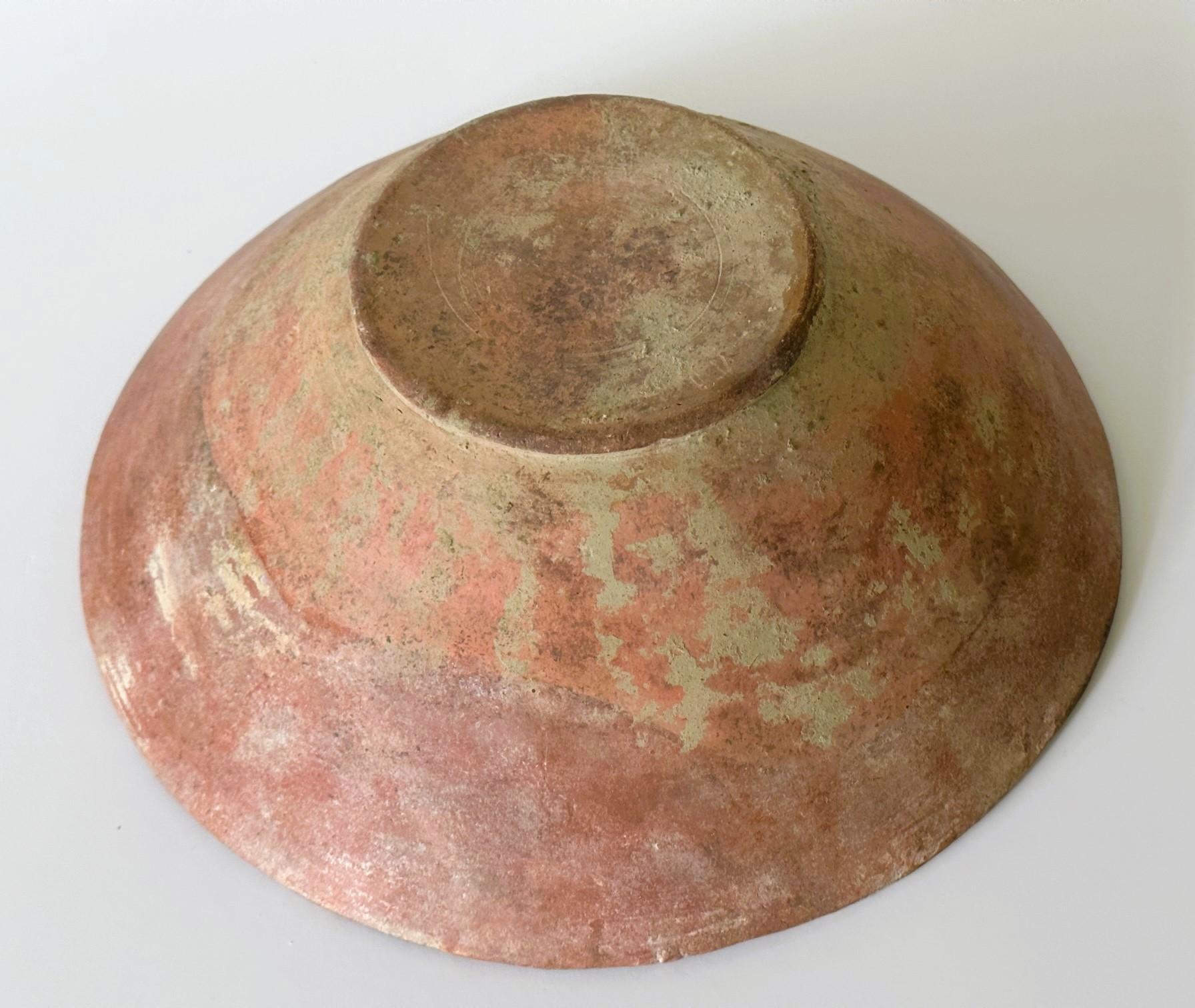 Glazed Islamic Pottery Bowl with Slip Paint Nishapur  For Sale