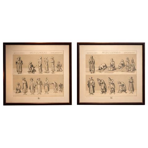 Islamic Prayer Lithographs, Muslims Worship Postures, Paris 1888 Set