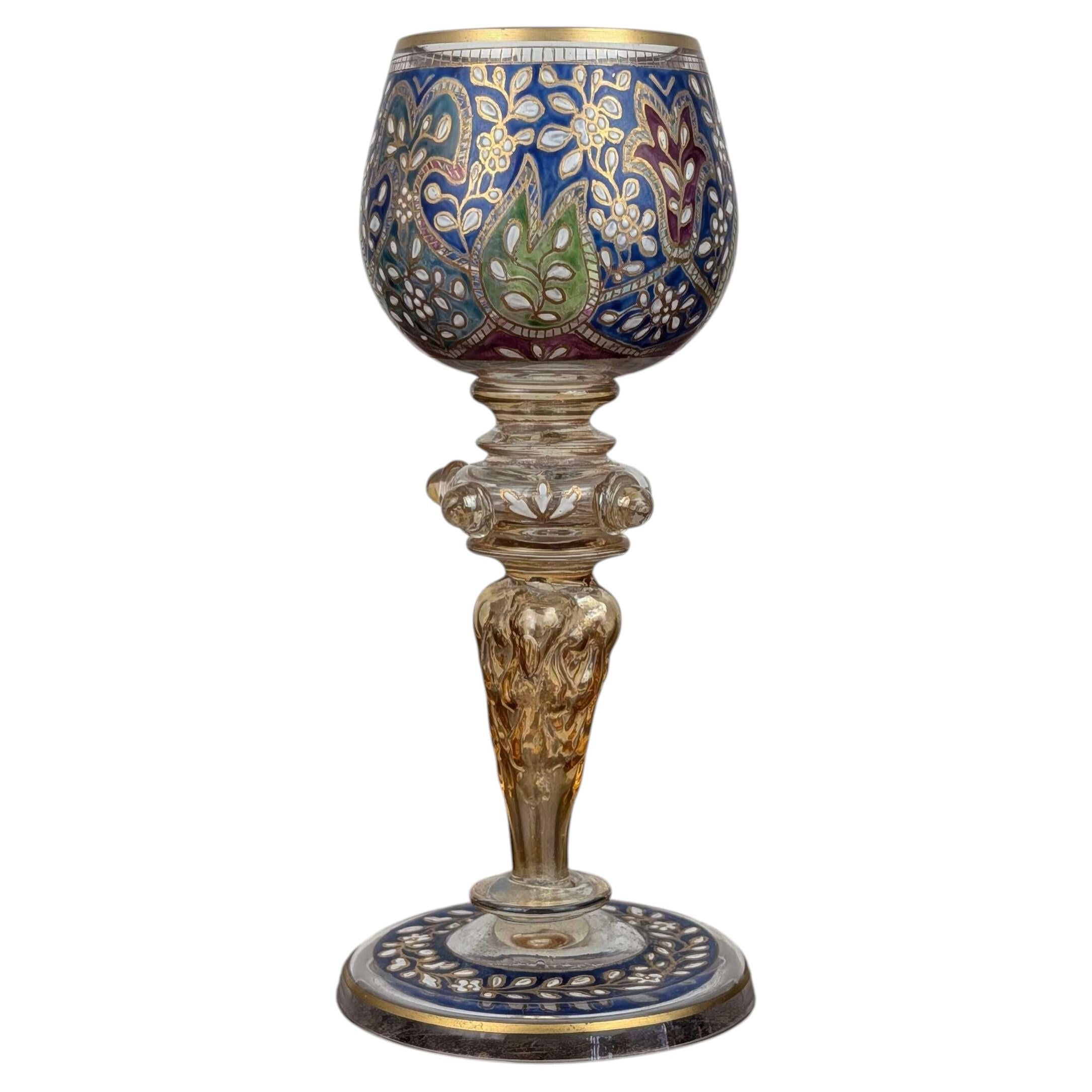 Islamic Revival Bohemian Enamel and Gilt Wine Glass by Fritz