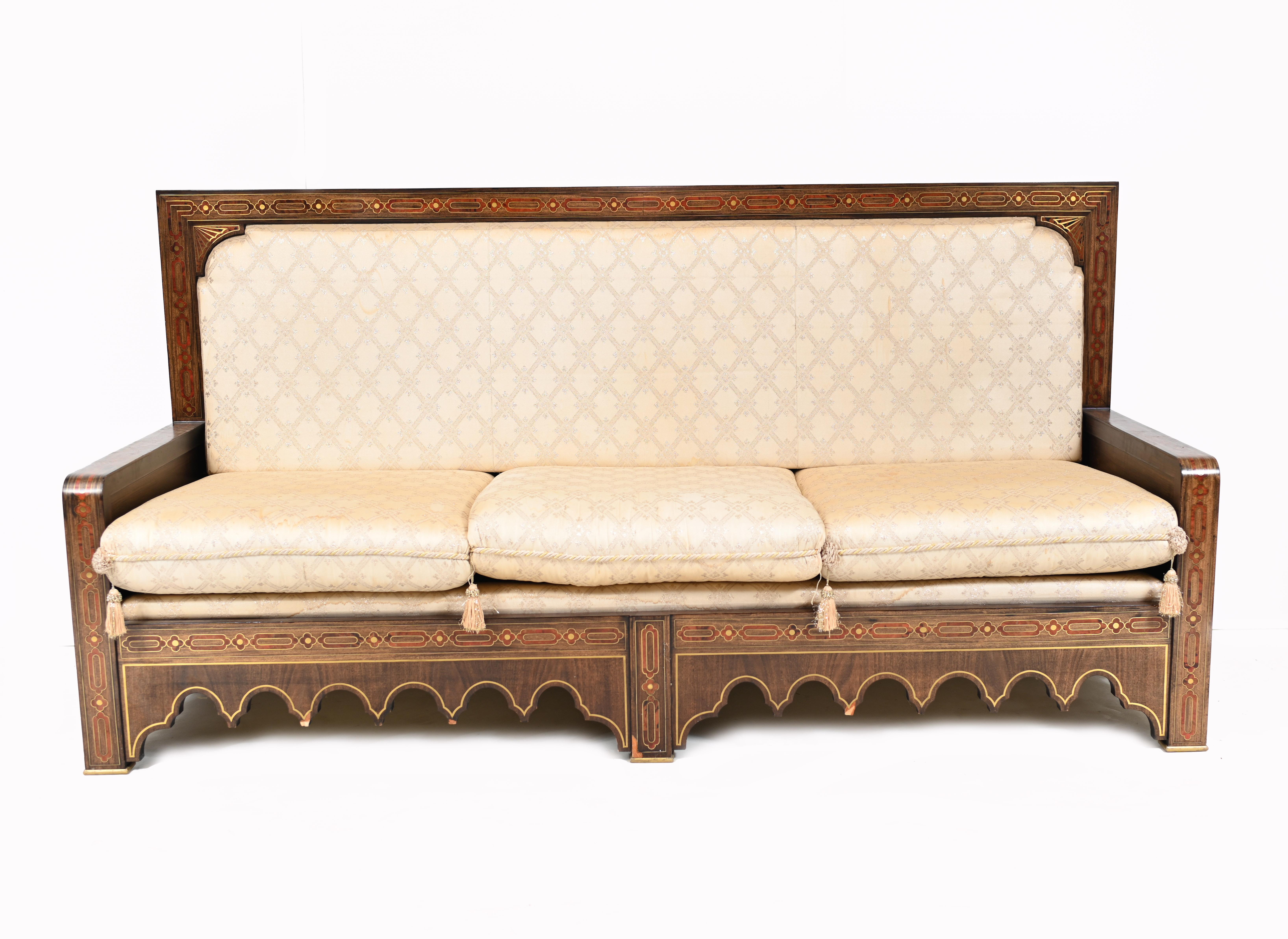 Islamic Settee and Arm Chair Suite Boulle Inlay Couch 5