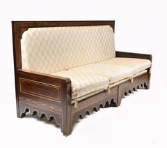 Islamic Settee and Arm Chair Suite Boulle Inlay Couch