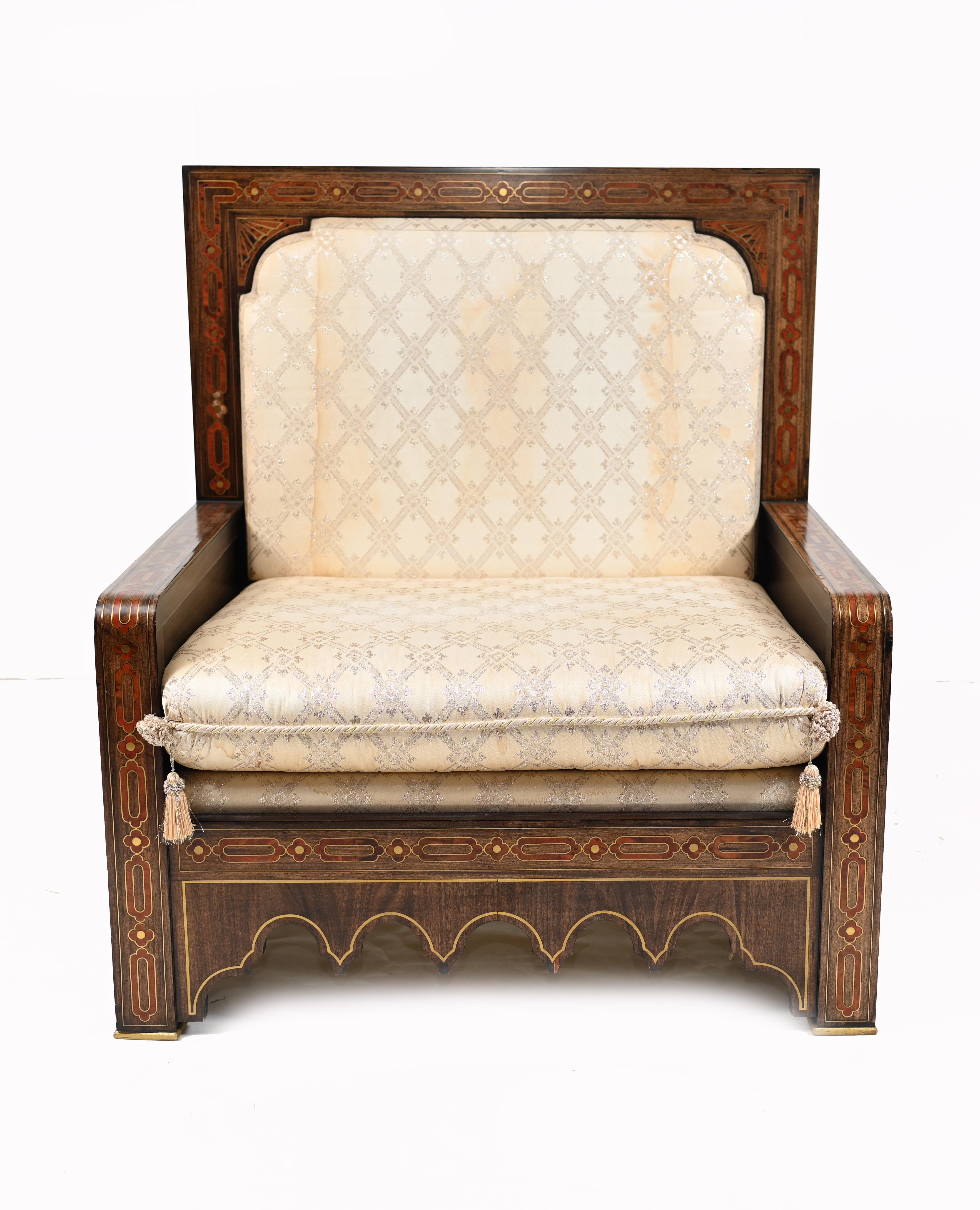 Islamic Settee and Arm Chair Suite Boulle Inlay Couch 1