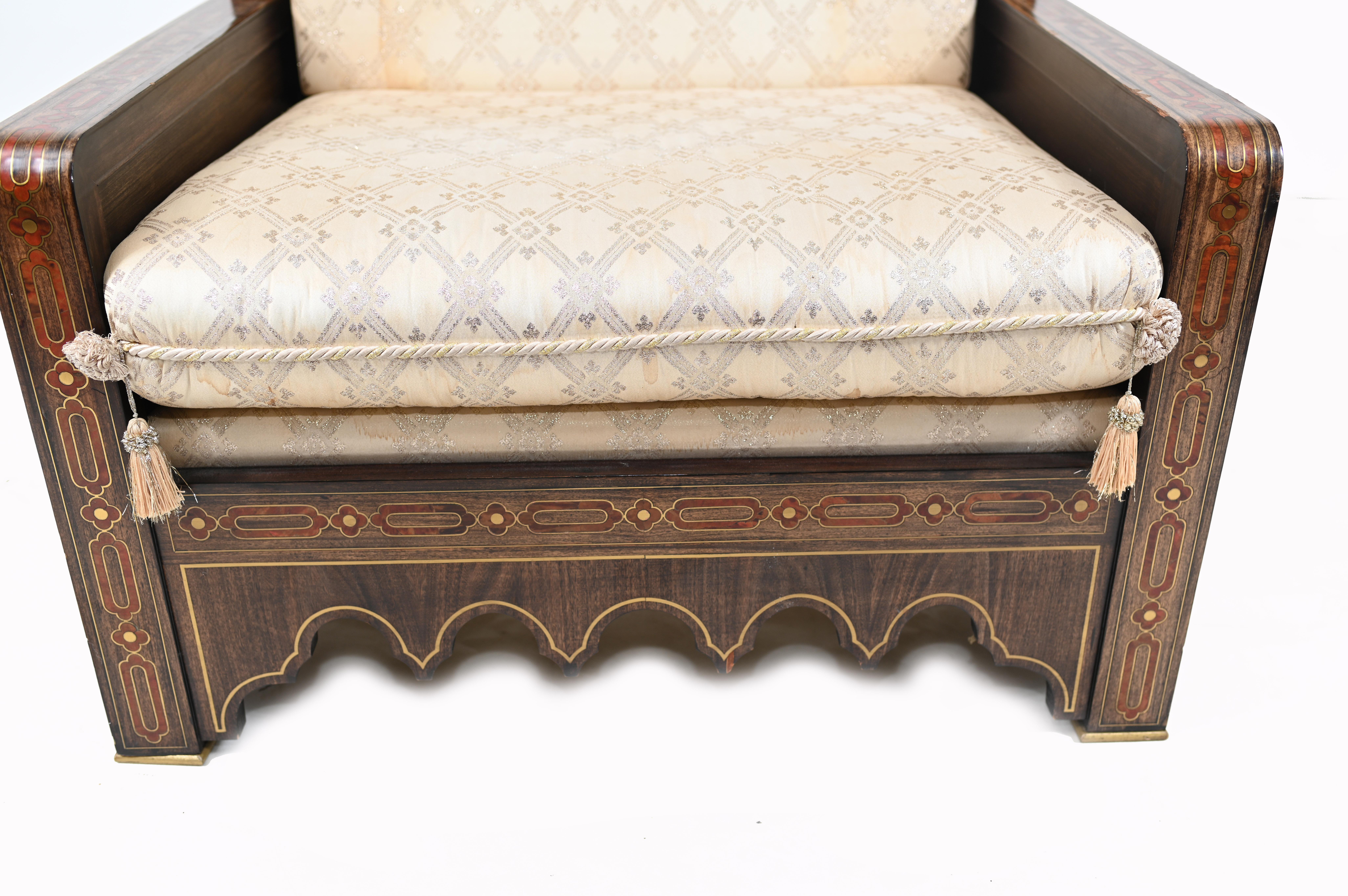 Islamic Settee and Arm Chair Suite Boulle Inlay Couch 2