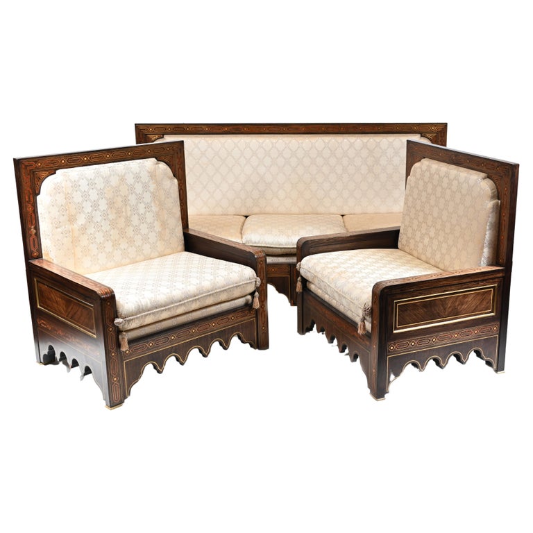 Islamic Settee and Arm Chair Suite Boulle Inlay Couch at 1stDibs