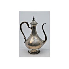 Islamic-style guilloche silver teapot with monogram card