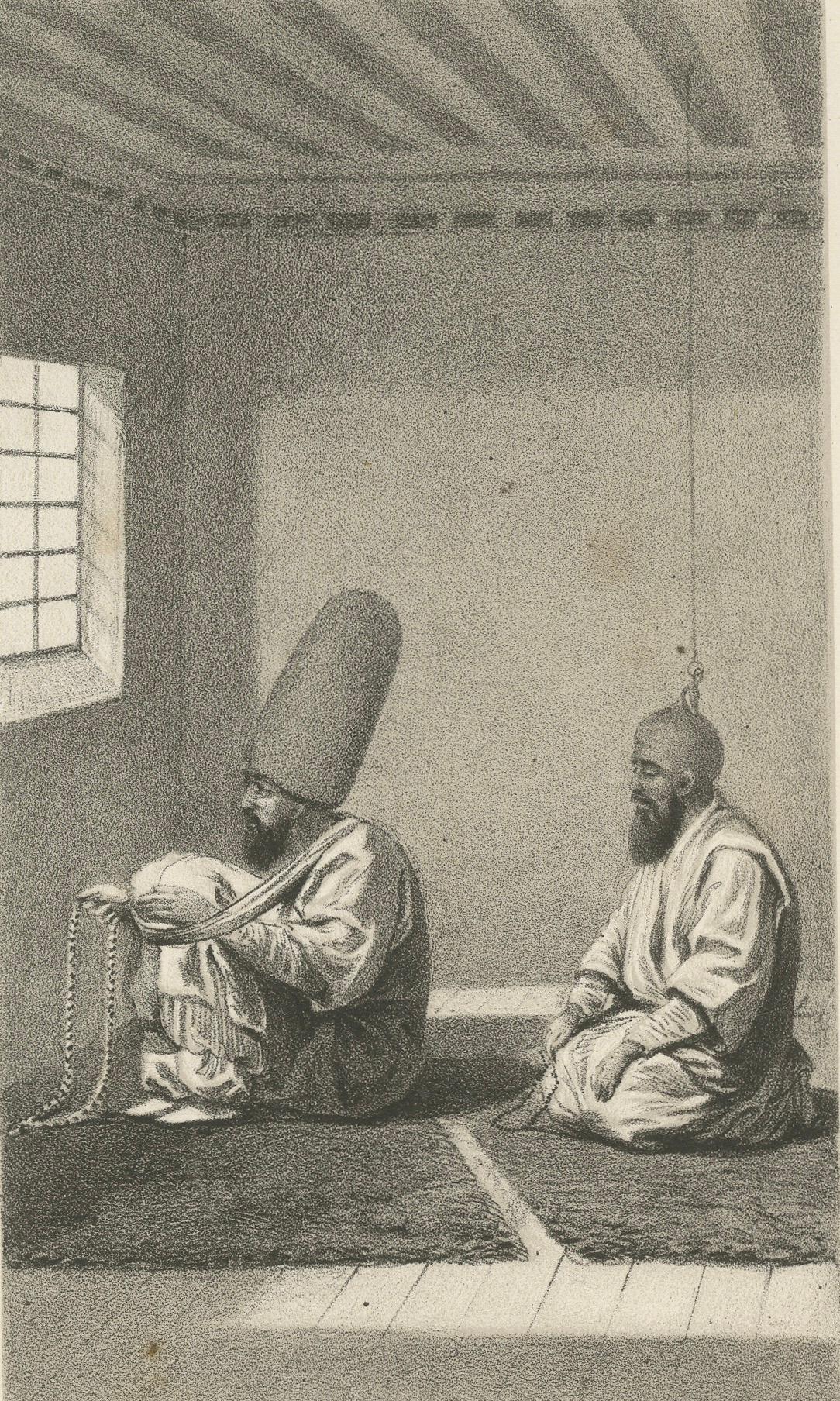 Islamic Sufi Ritual Print The Tschillé and the Dausa, 1863 Dutch Lithograph Mediados del siglo XIX en venta
