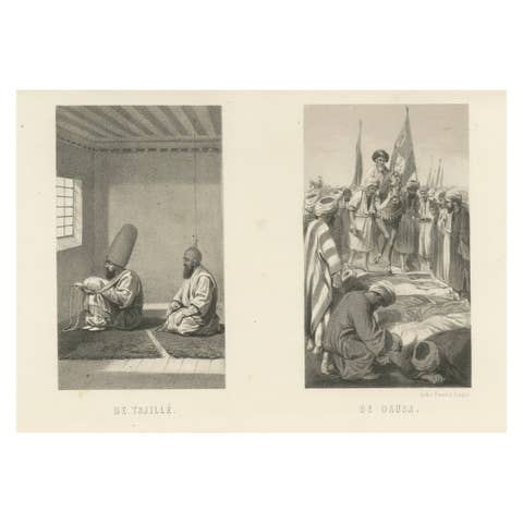 Islamic Sufi Ritual Print The Tschillé and the Dausa, 1863 Dutch Lithograph