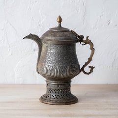 Cafetera islámica de cobre estañado con asa de latón, c.1880