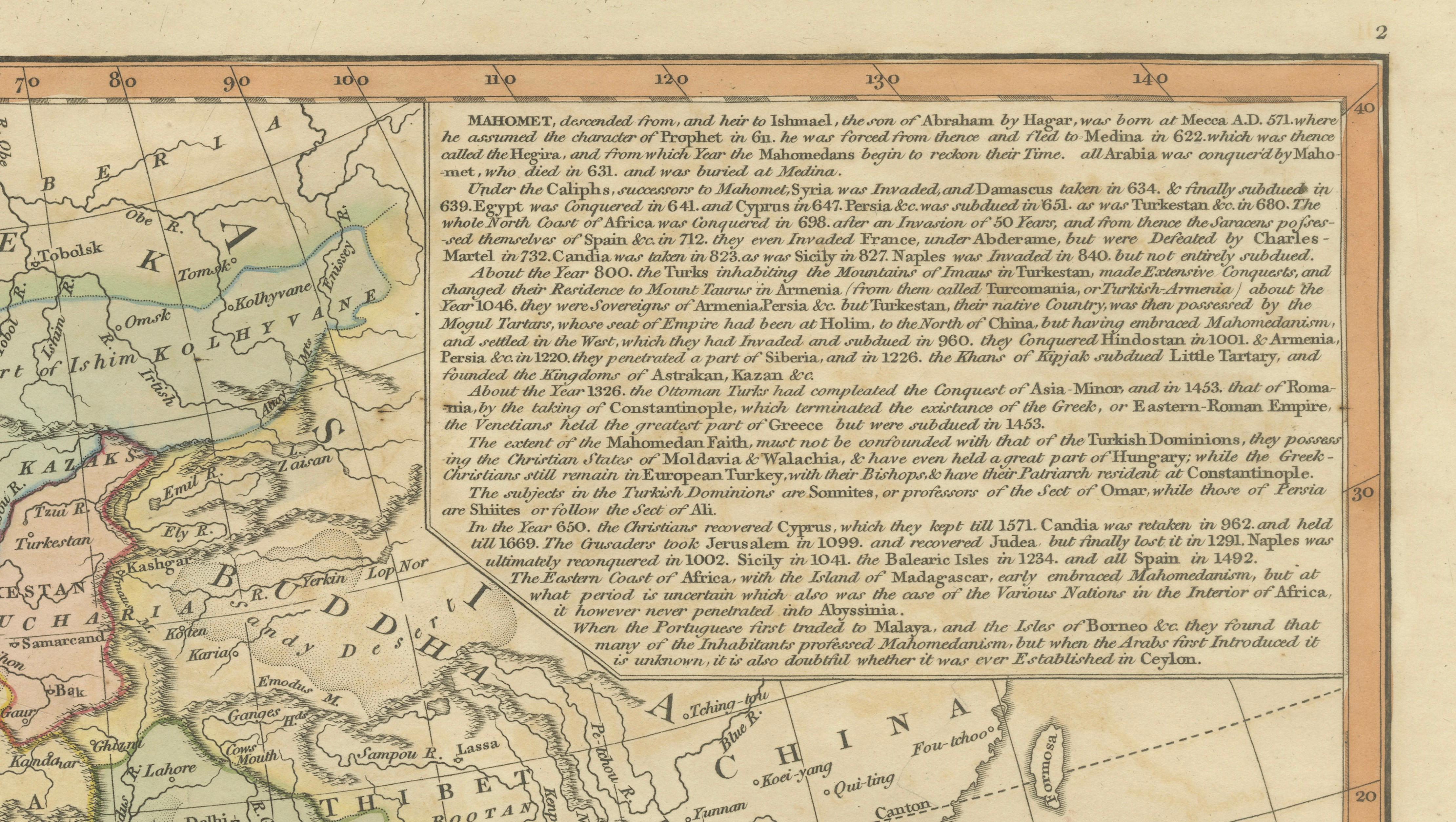 Islamic World Map with Africa, Middle East, India, Indies, Wilkinson 1817