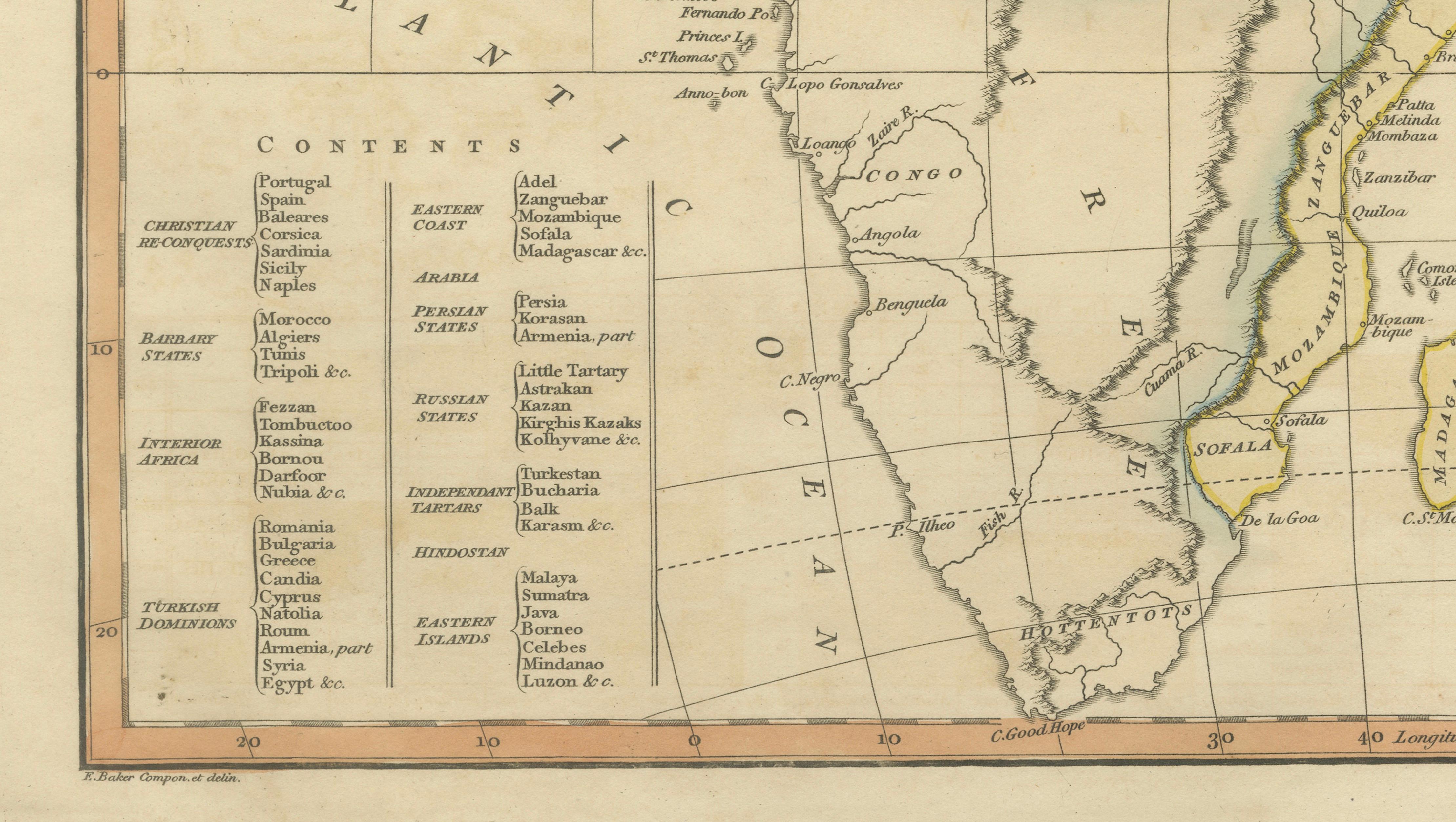 Islamic World Map with Africa, Middle East, India, Indies, Wilkinson 1817
