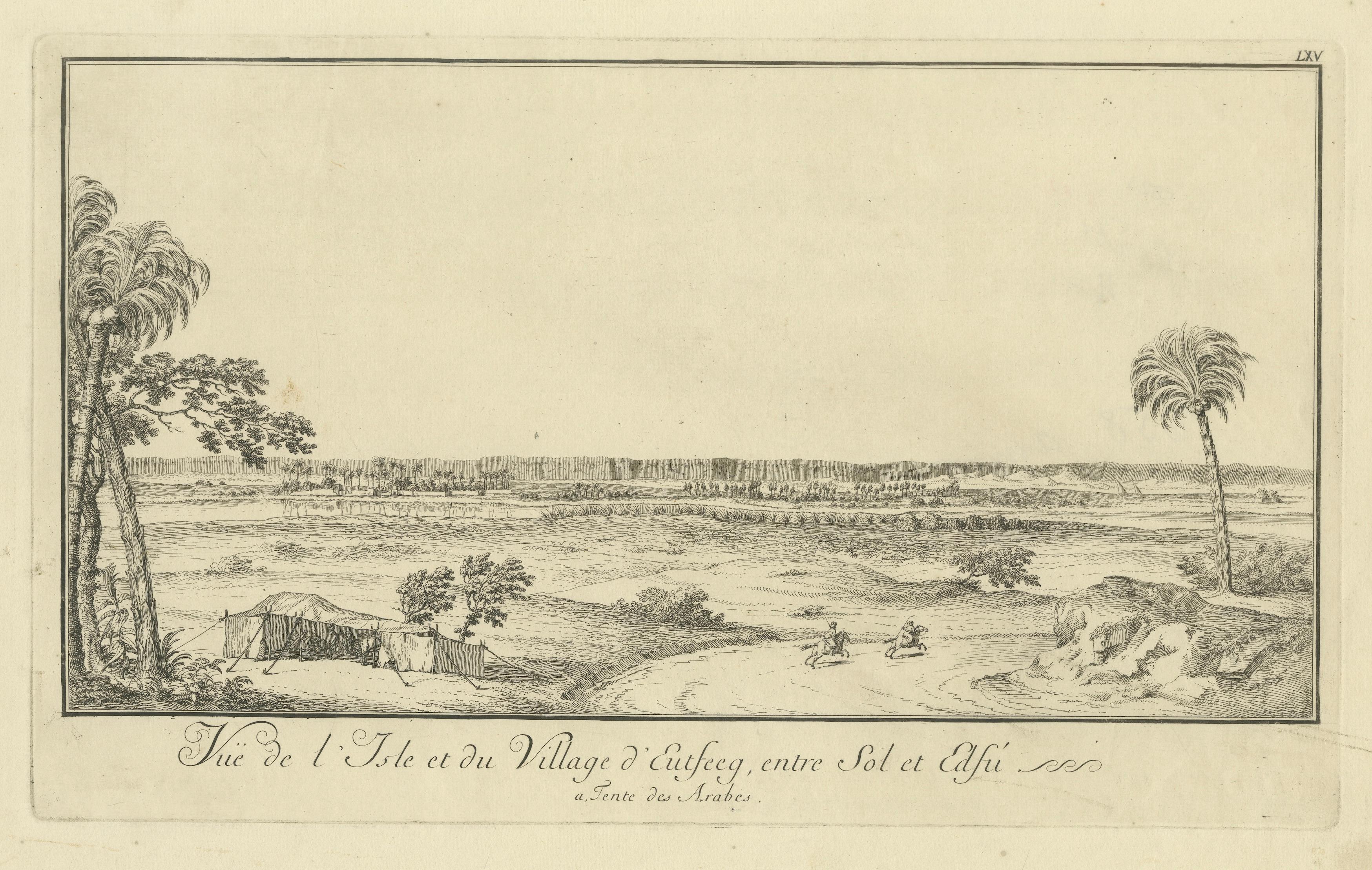Island and Village of Cufeeq between Sol and Cafi – Egypt Engraving, c.1755