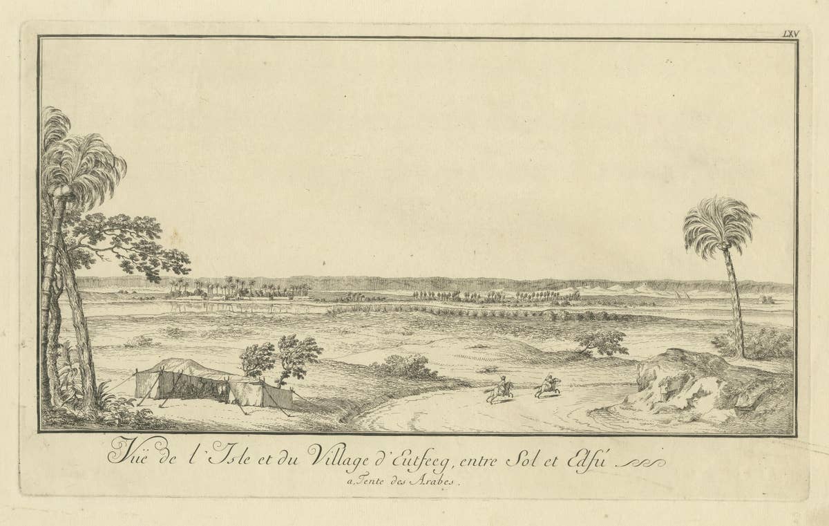 Island and Village of Cufeeq between Sol and Cafi – Egypt Engraving, c.1755
