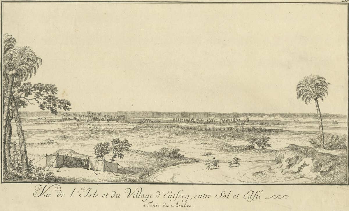 Island and Village of Cufeeq between Sol and Cafi – Egypt Engraving, c.1755