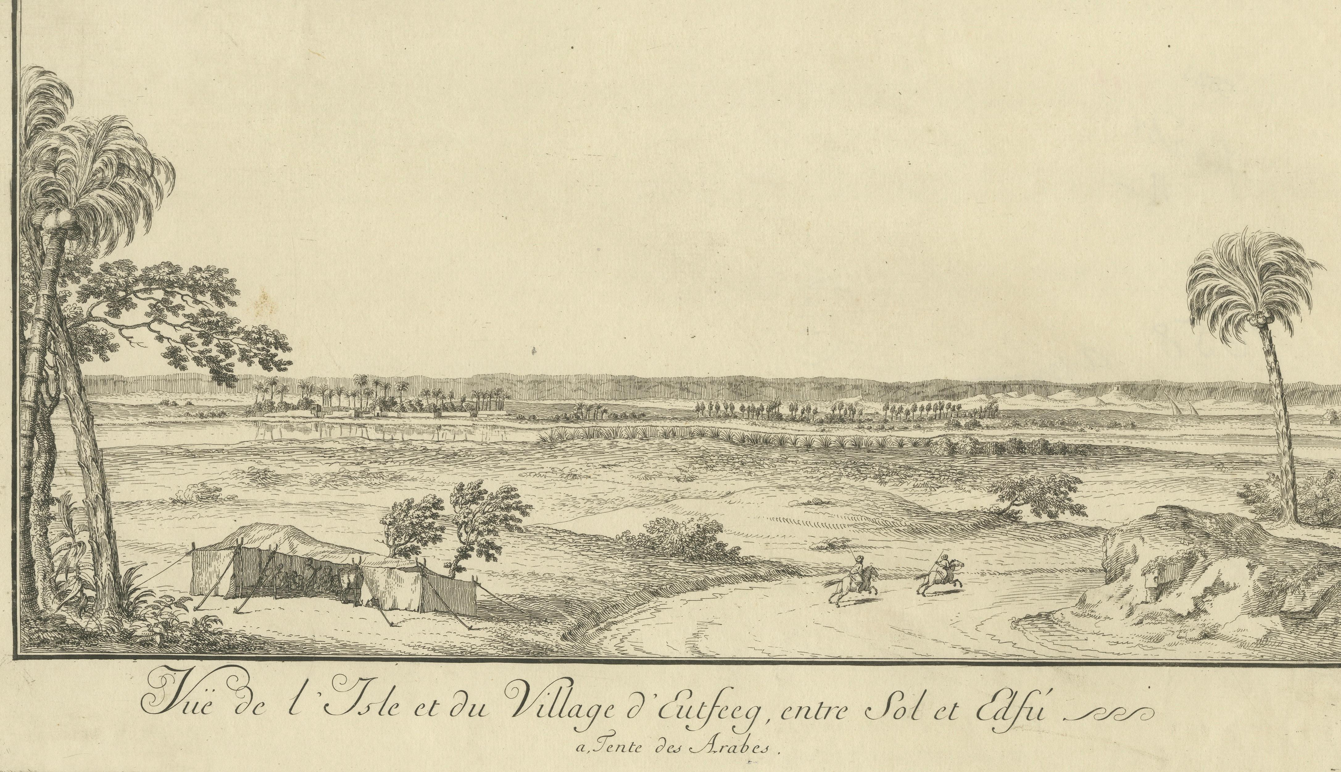 Island and Village of Cufeeq between Sol and Cafi – Egypt Engraving, c.1755