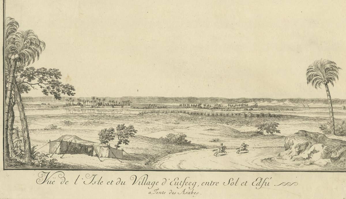 Island and Village of Cufeeq between Sol and Cafi – Egypt Engraving, c.1755