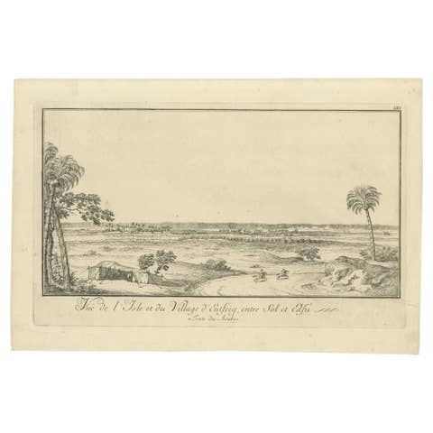 Island and Village of Cufeeq between Sol and Cafi – Egypt Engraving, c.1755