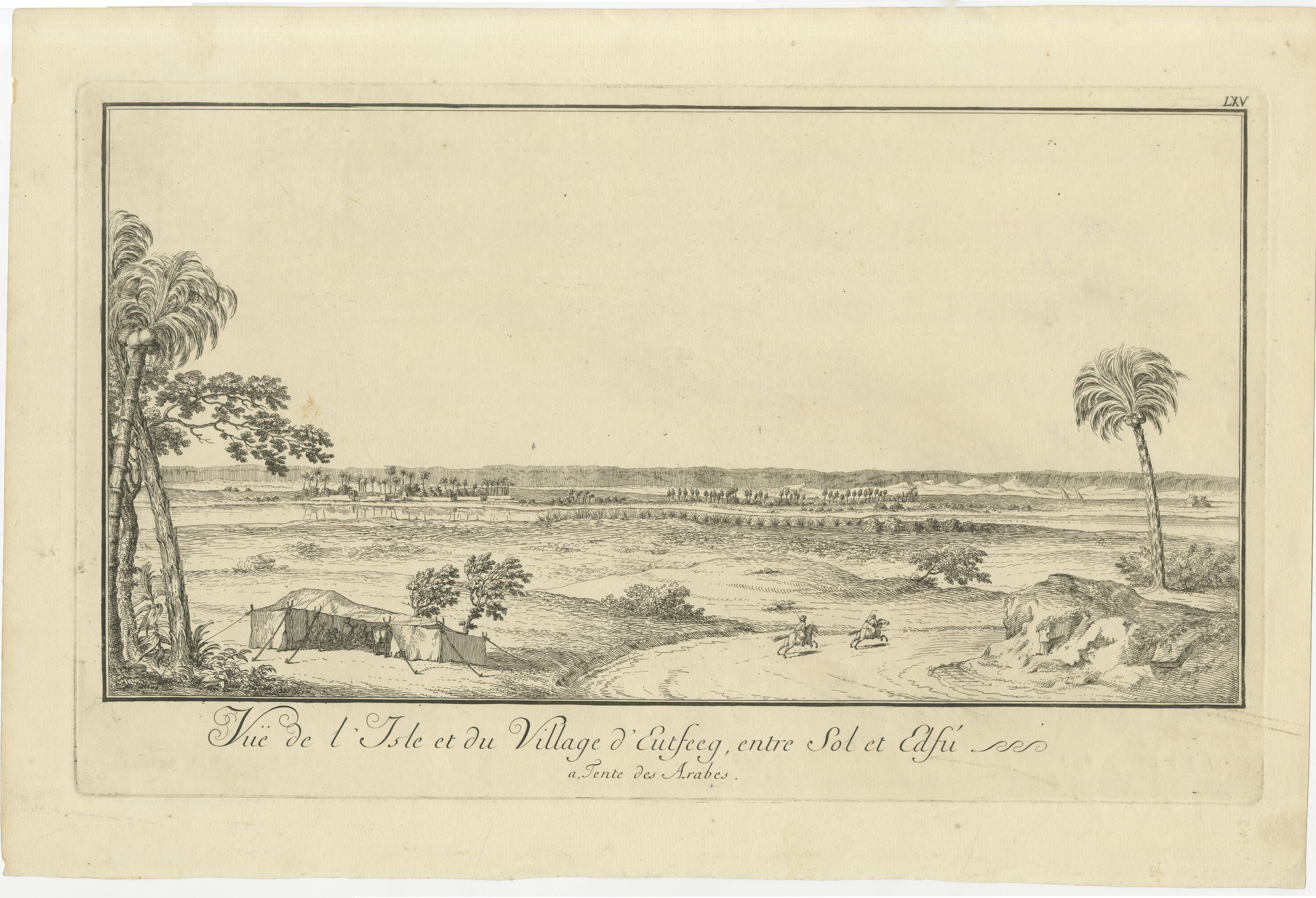 Island and Village of Cufeeq between Sol and Cafi – Egypt Engraving, c.1755