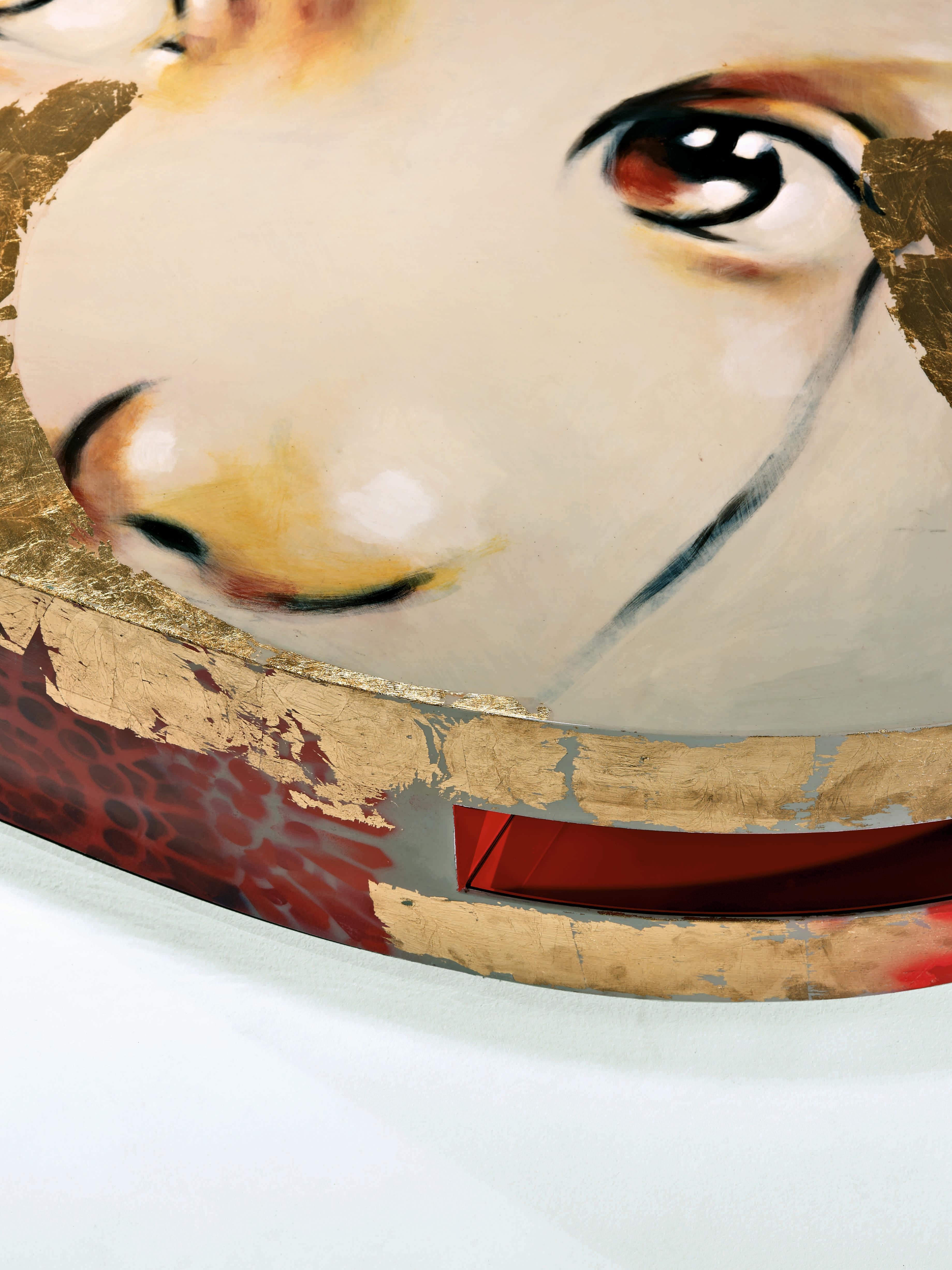 
Island - table basse peinte à la main par Luís Melo en peinture acrylique, plomb doré et vernis brillant et miroir régulier.

 