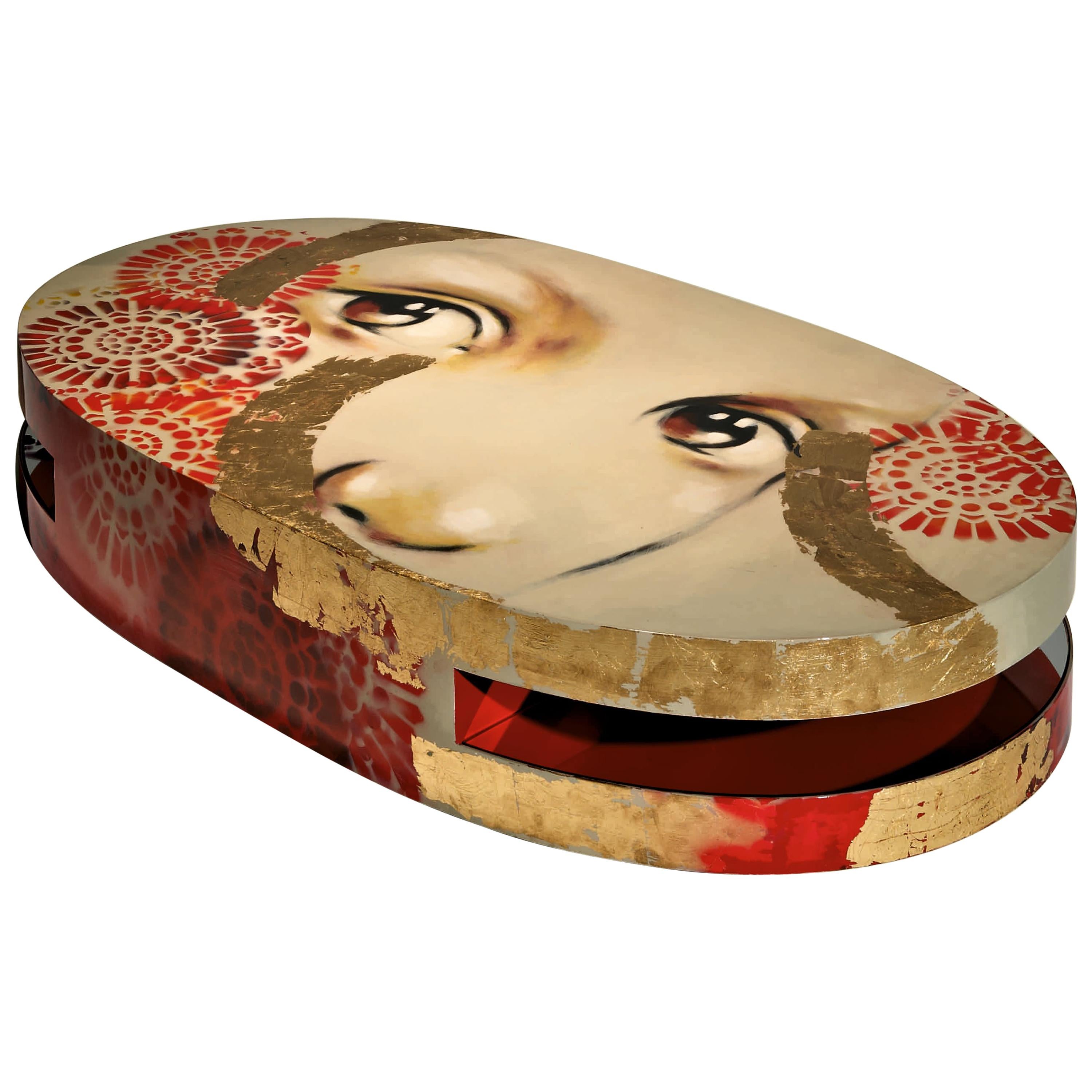 Island Contemporary and Customizable Coffee Table Handmade Painted  For Sale