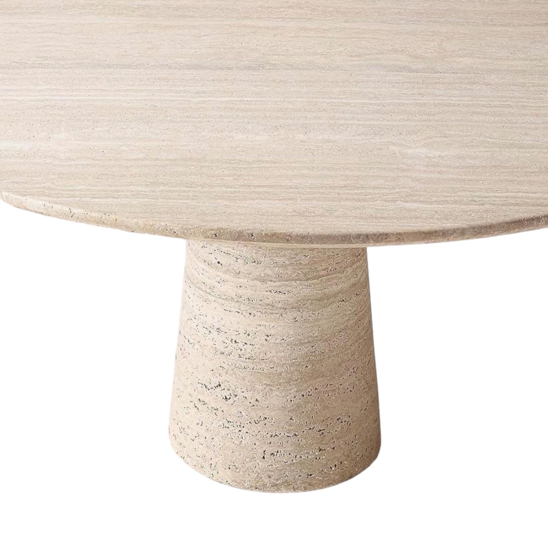 European ISLAND Dining Table - 52”Ø - Travertine Stone, Round, Stain Resistant, Modern For Sale