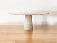 Mesa de Comedor ISLAND - 67 "Ø - Piedra Travertino, Redonda, Resistente a las Manchas, Moderna