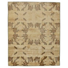„Isola“ – abstrakter, moderner Seidenteppich im Insel-Stil in Beige mit Taupe-Tönen