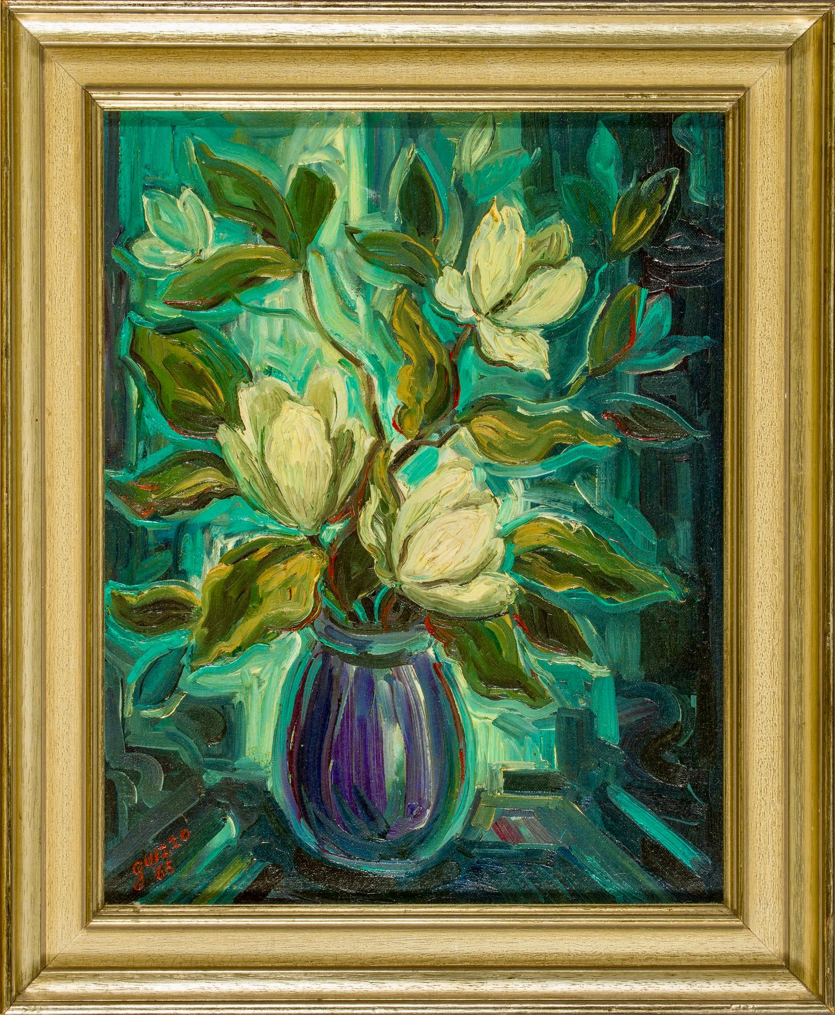 Nature morte italienne signée des années 1960 avec des fleurs - Moderne Painting par Island Guizzo