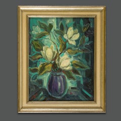 1960s Italian Signed Still Life With Flowers