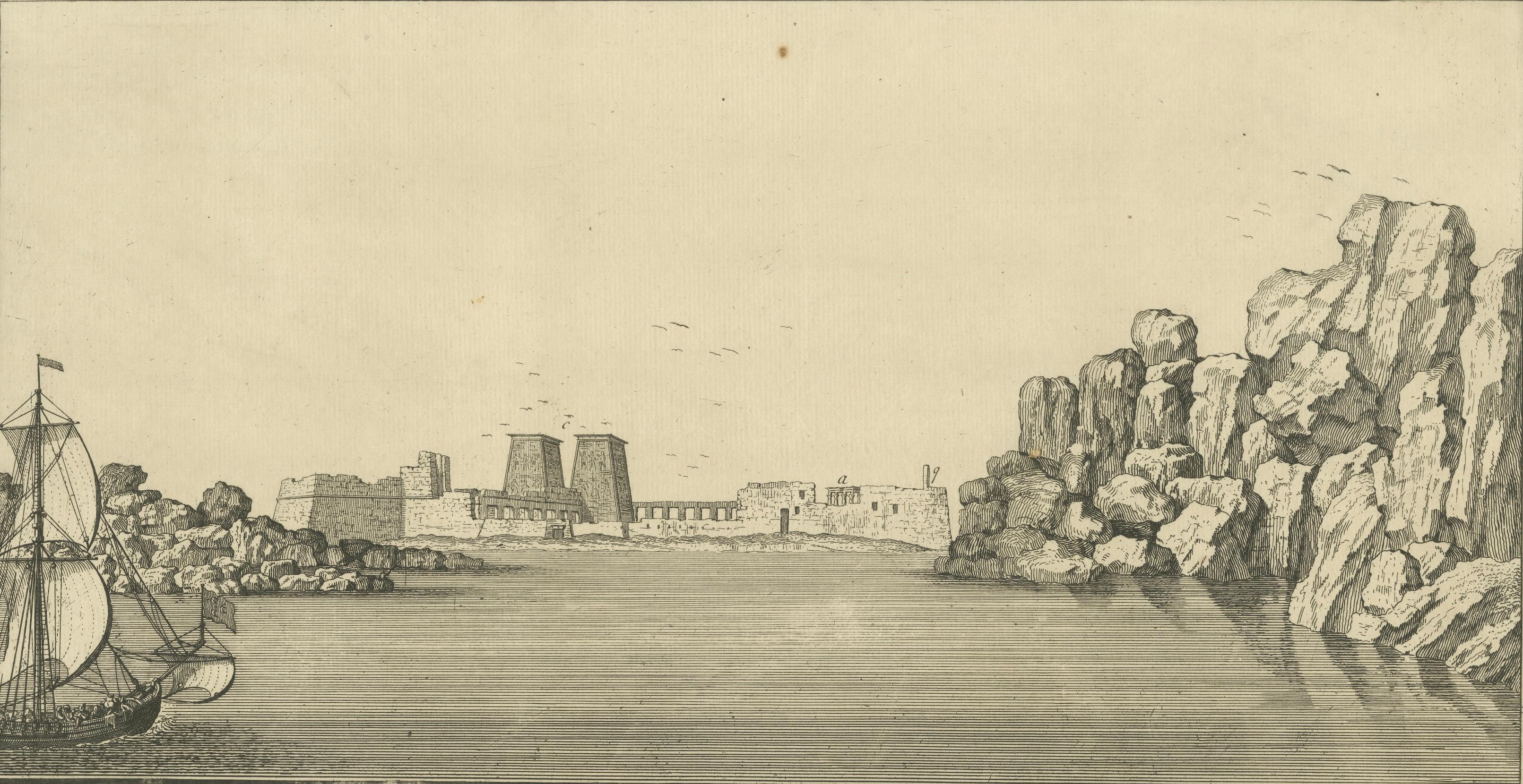Island of Philae from the First Cataract – Norden Egypt Engraving 1755