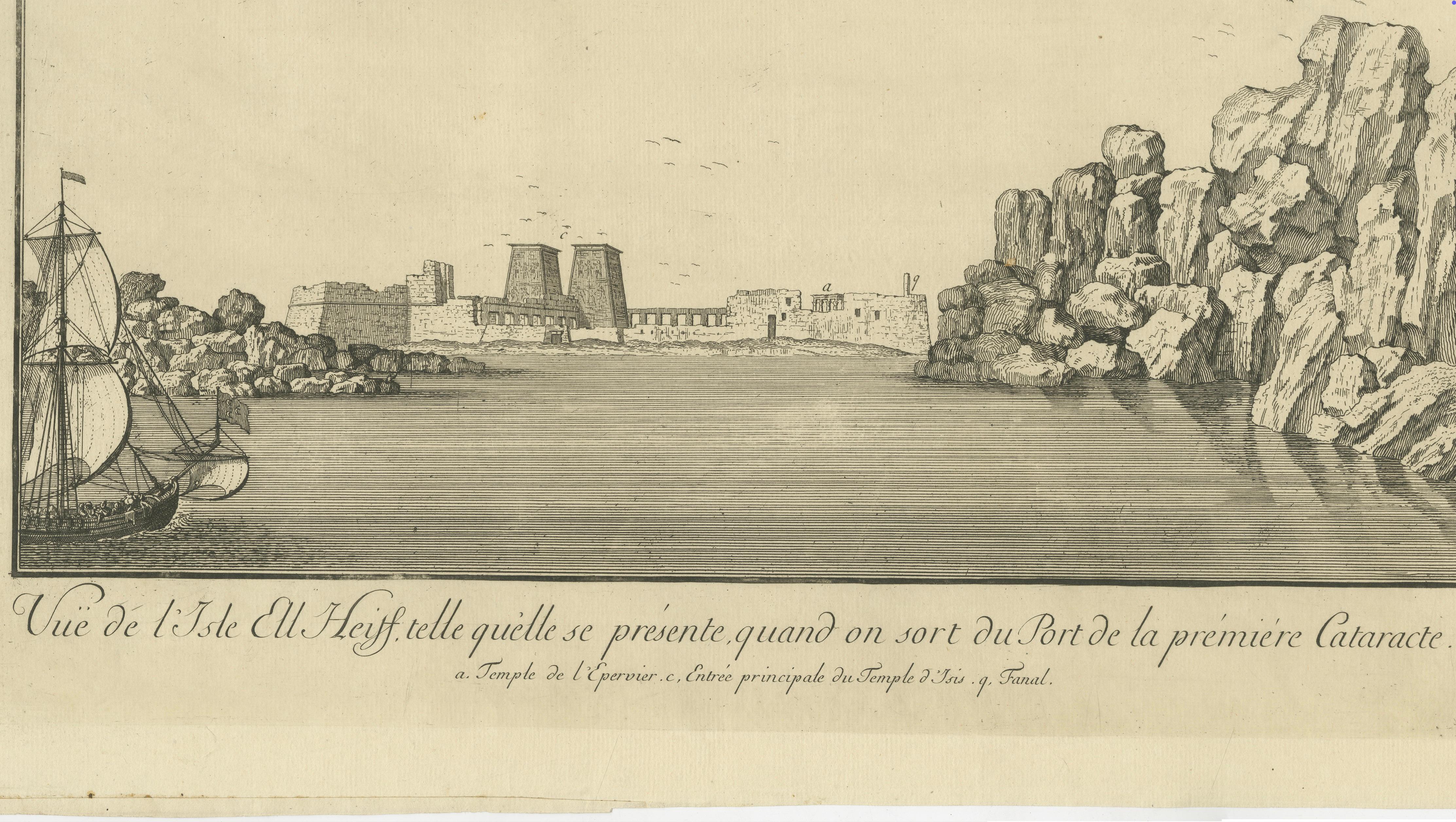 Island of Philae from the First Cataract – Norden Egypt Engraving 1755