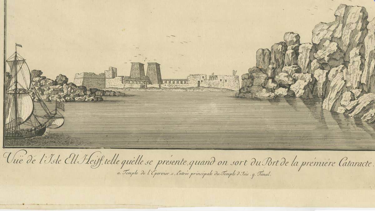 Island of Philae from the First Cataract – Norden Egypt Engraving 1755