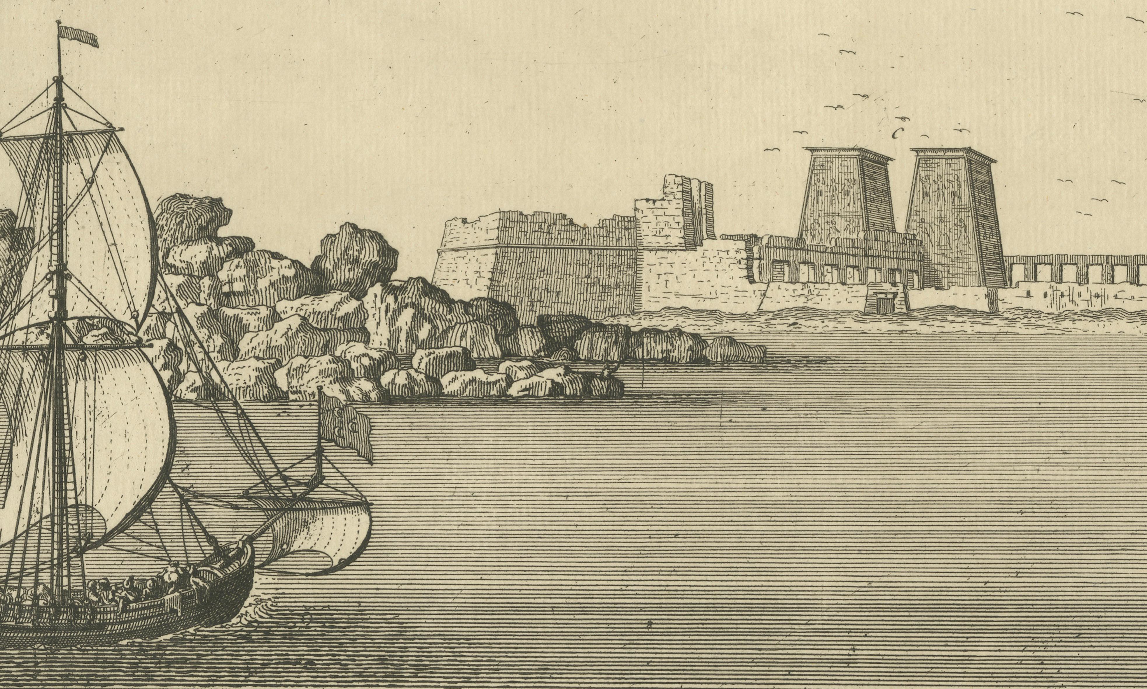 Island of Philae from the First Cataract – Norden Egypt Engraving 1755