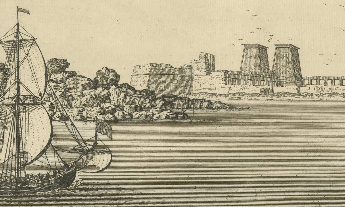 Island of Philae from the First Cataract – Norden Egypt Engraving 1755
