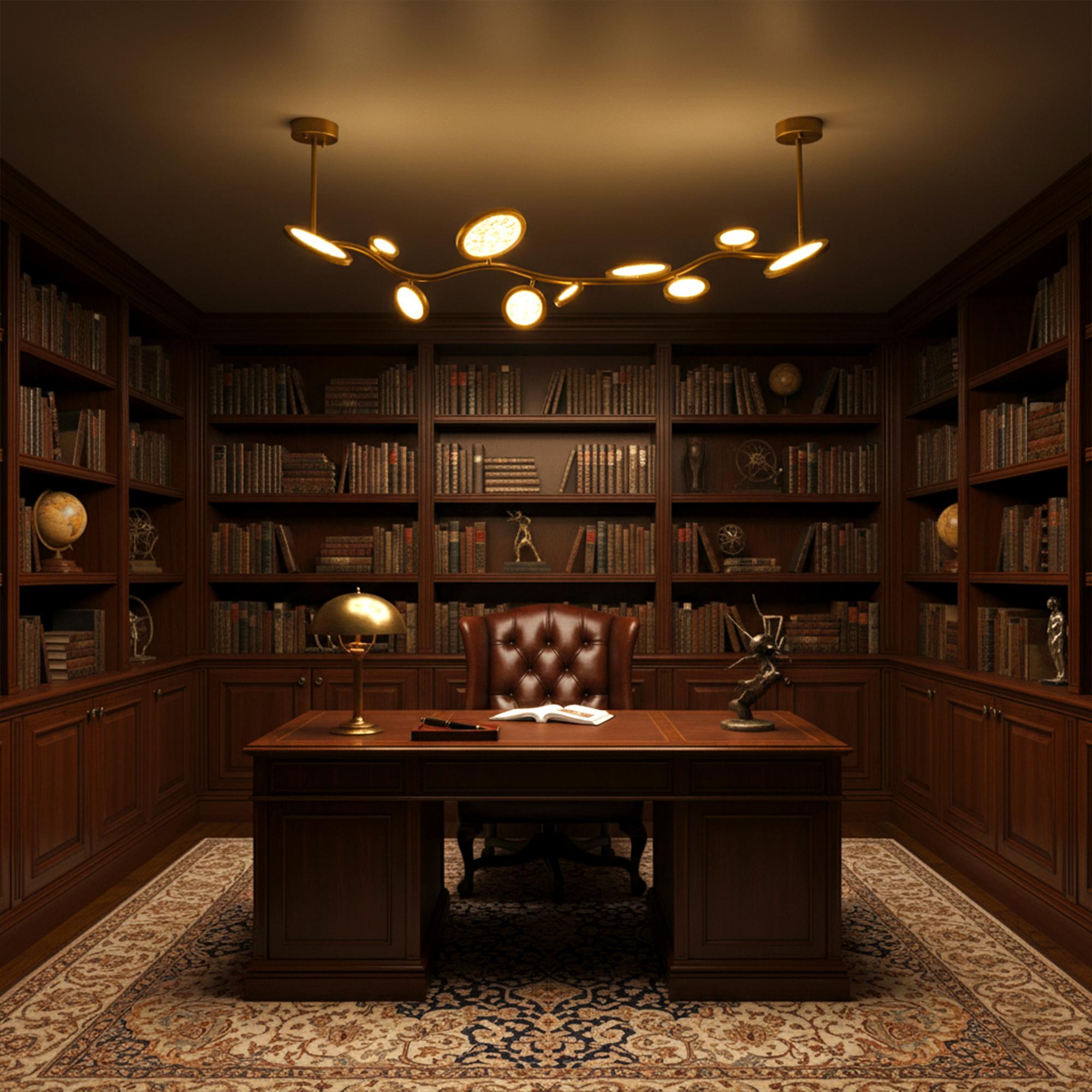 Lampade a sospensione a isola - Design a cerchi in ottone e vetro in vendita 2