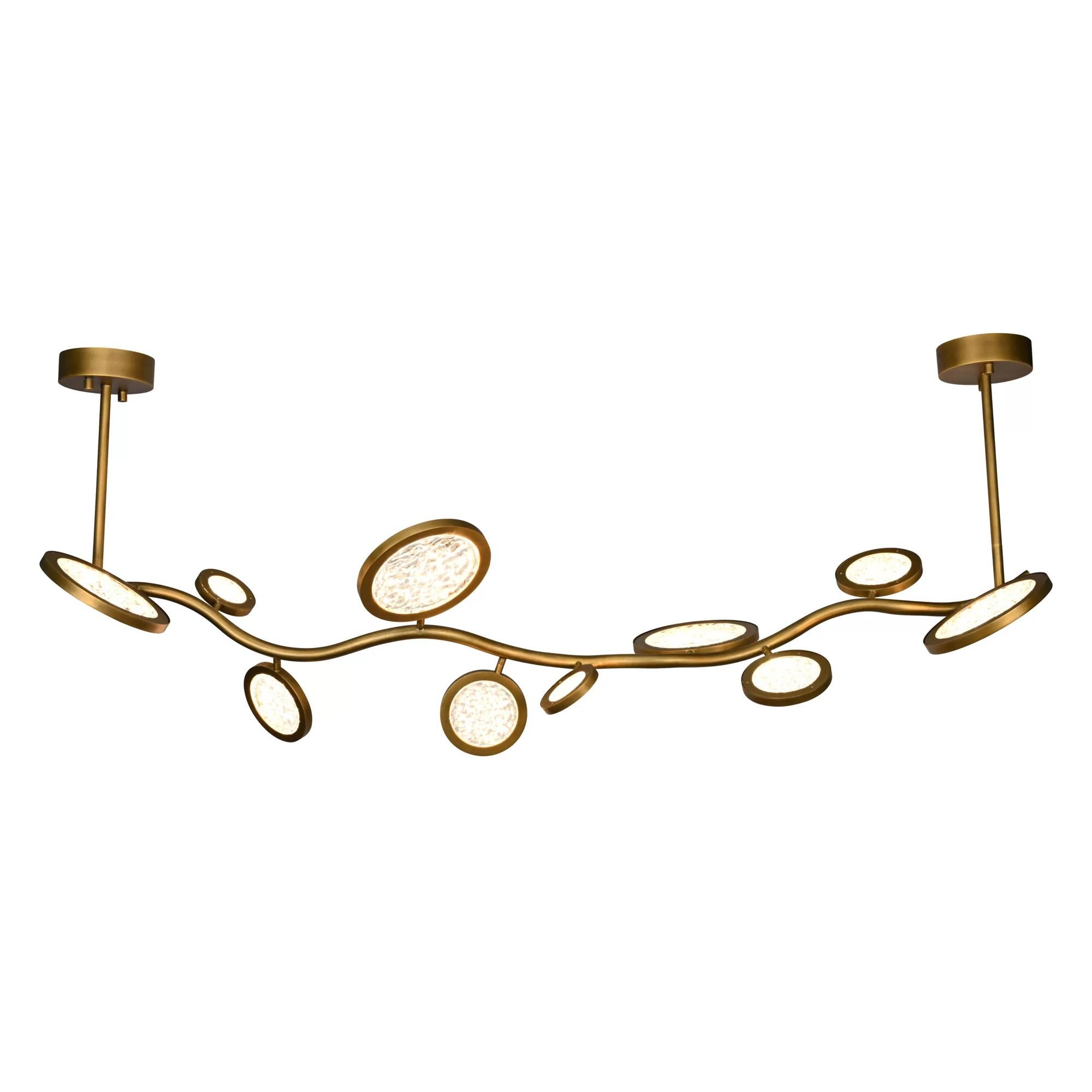 Lampade a sospensione a isola - Design a cerchi in ottone e vetro in vendita 4