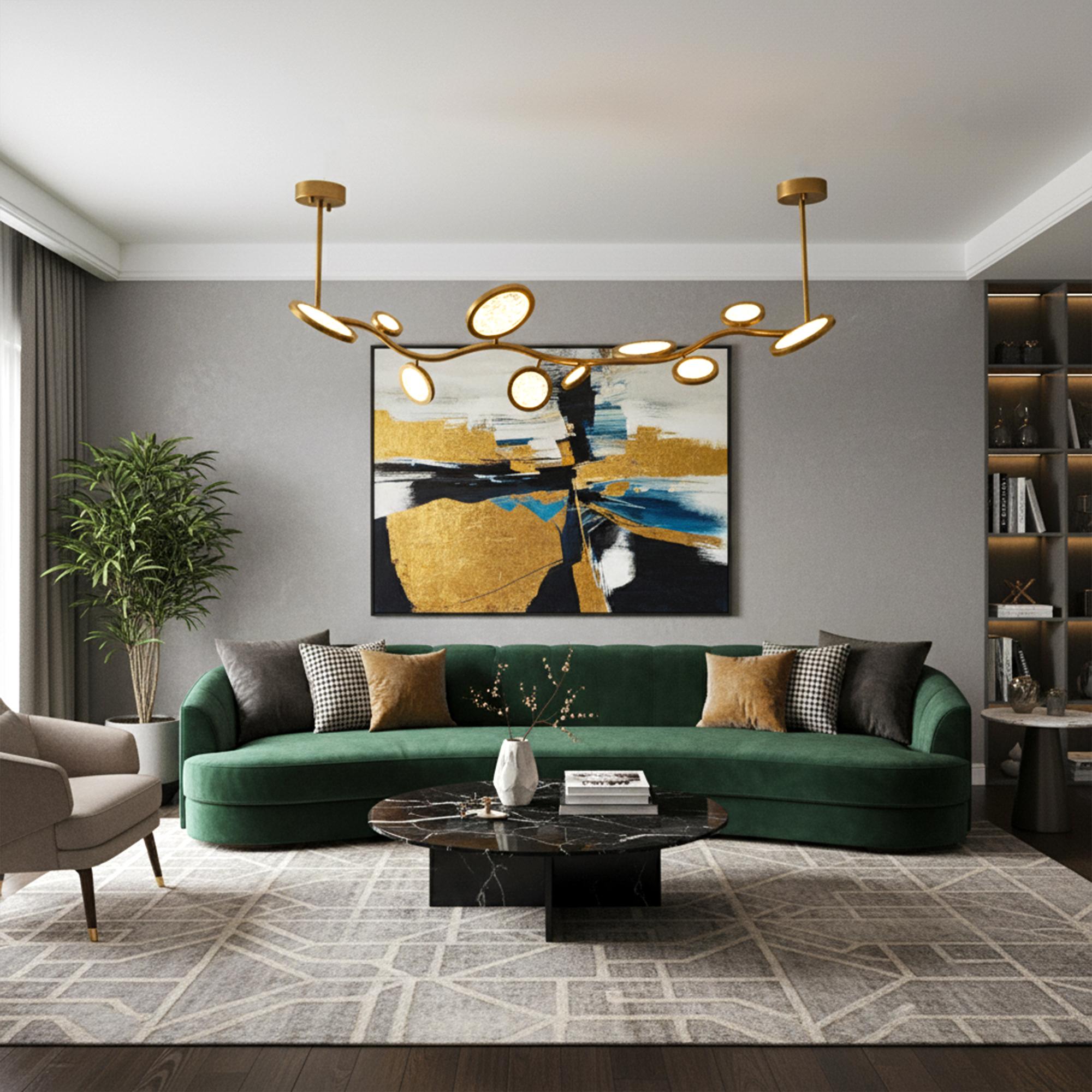 Experimenta la fusión del diseño contemporáneo y la artesanía excepcional con el colgante Island Circles . La combinación de latón y círculos de cristal texturizado crea un efecto visual único y cautivador, que hace de esta lámpara colgante una