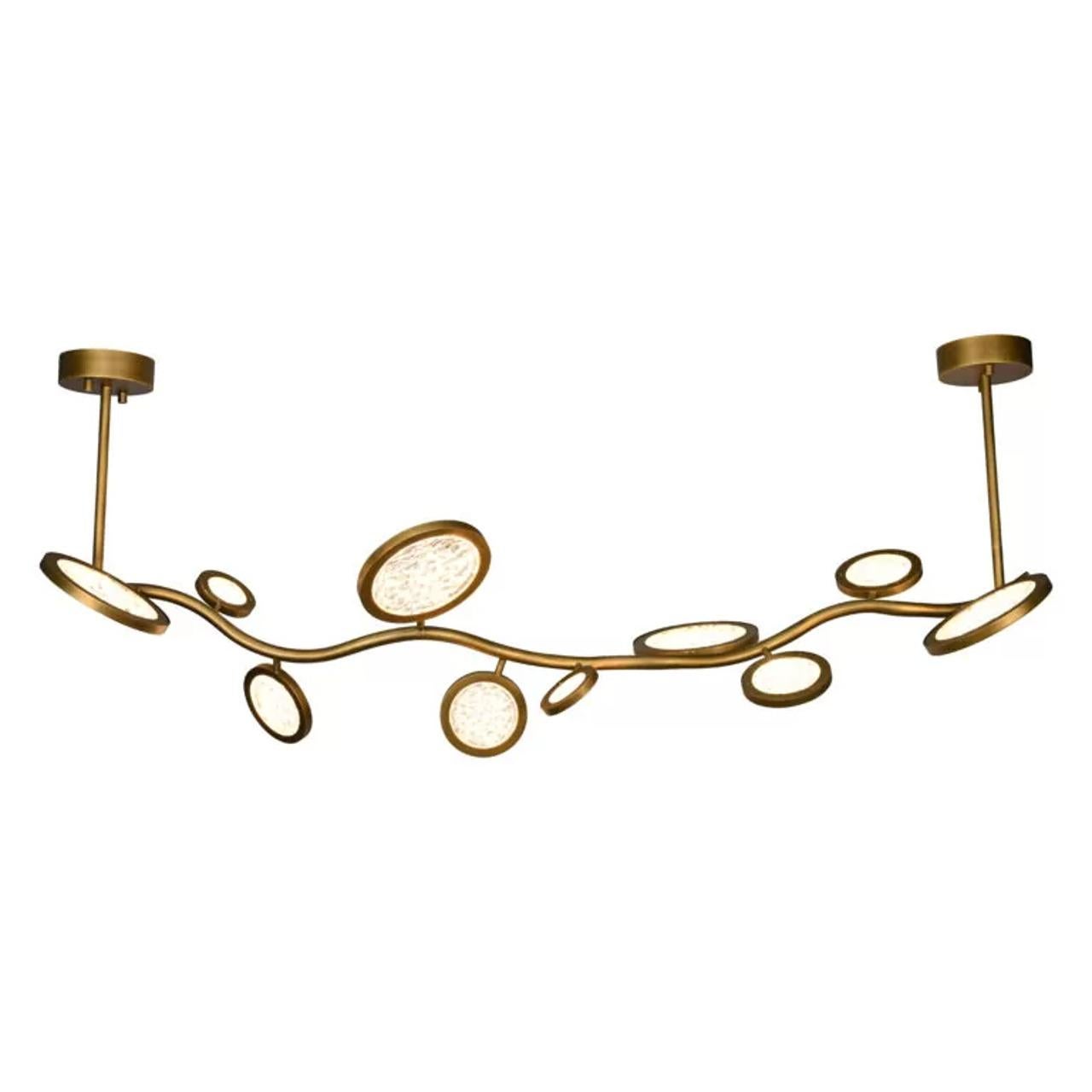 Island pendant light – Luxurious Brass and Textured Glass Light Fixture