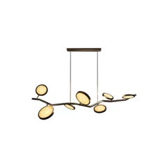 Island Pendant Circles Luxurious Brass and Textured Glass Pendant Ceiling Decor