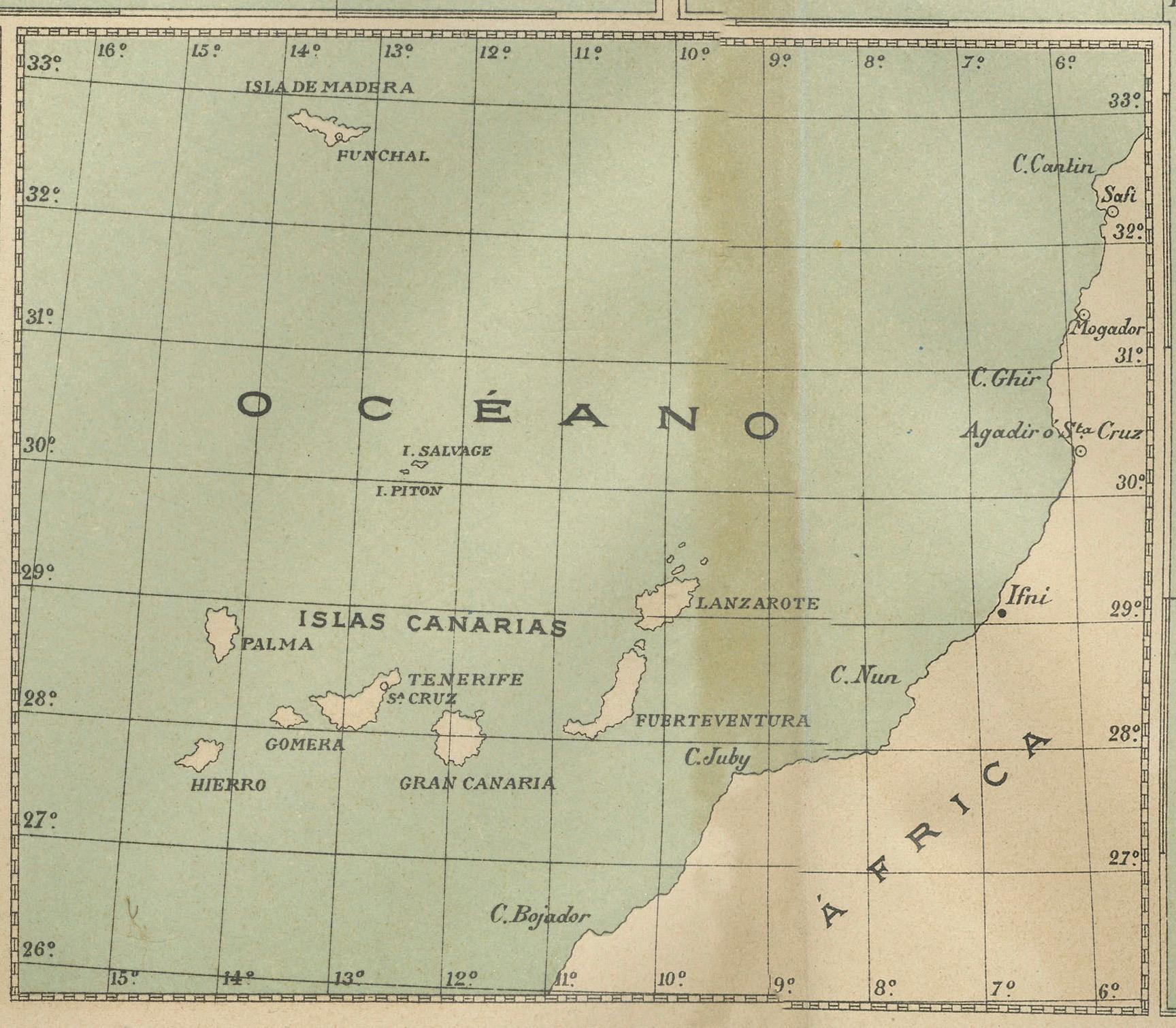 This is a authentic historical map of the Canary Islands, specifically the 