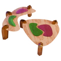 Islas Coffee Tables, Burl Wood and Crystal Resin, Contemporary Design