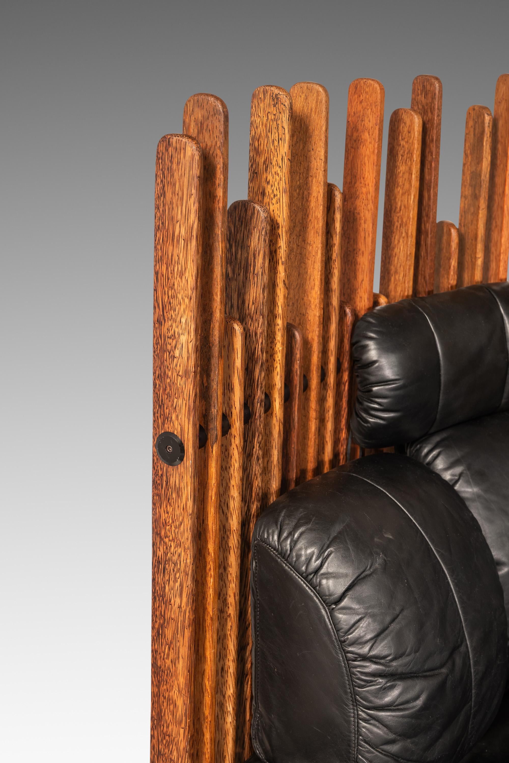 Isle D'Palm Modular Sofa, Leather and Palm Wood, Pacific Green, Australia, 2000s For Sale 7