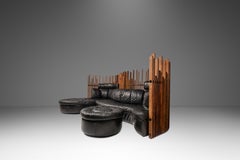 Isle D'Palm Modular Sofa, Leather and Palm Wood, Pacific Green, Australia, 2000s